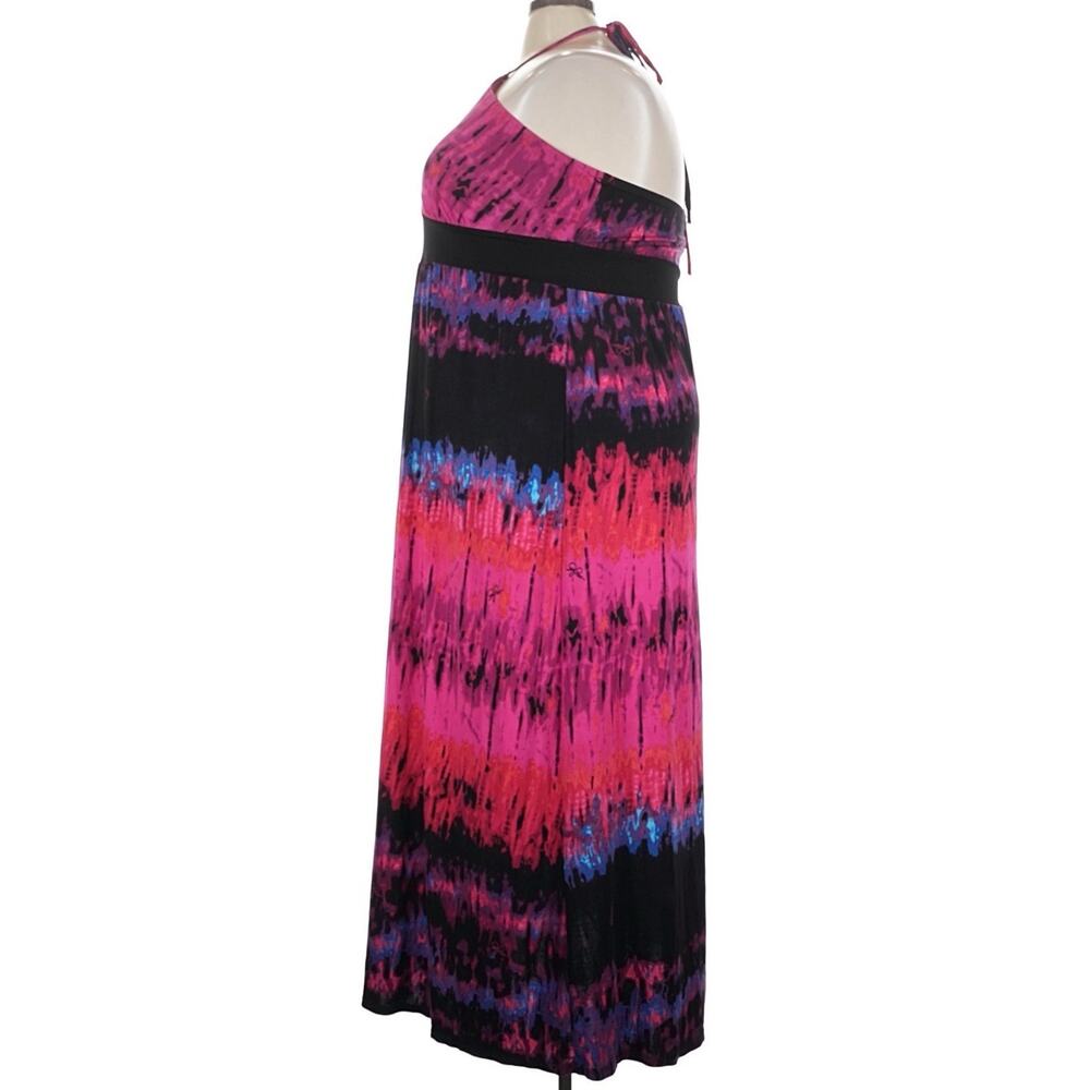 Baby Phat Vintage Y2K Halter Maxi Long Dress Tie Dye Cat Logo Print Plus Size 3X - Picture 7 of 11